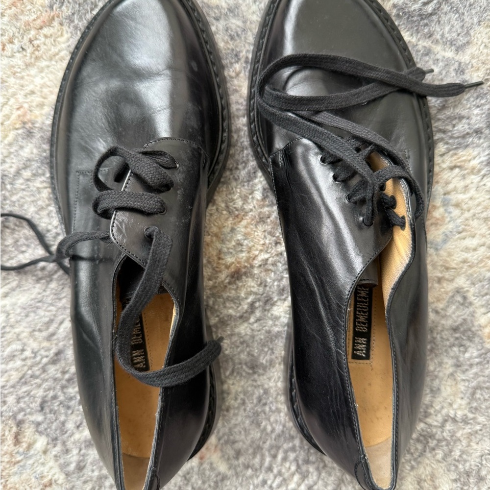 Brand New Ann Demeulemeester Black Leather Shoes - Made in Italy - 8.5